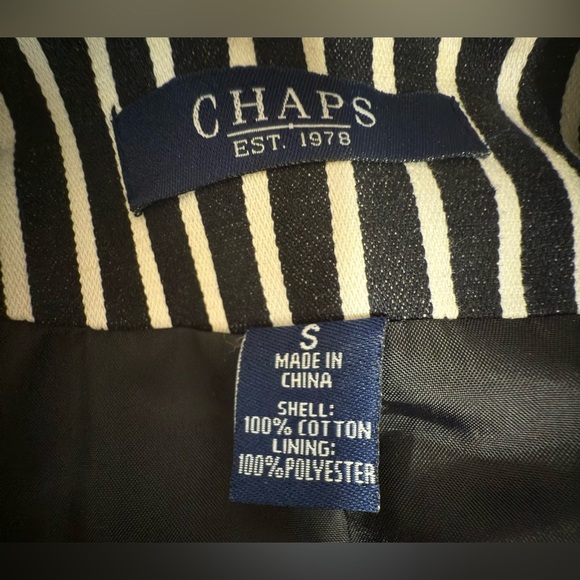 Chaps Black and White Striped Jacket - Picture 6 of 7